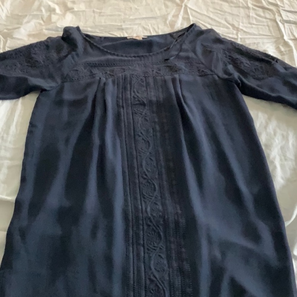 Dark blue flowey dress 3/4 sleeve